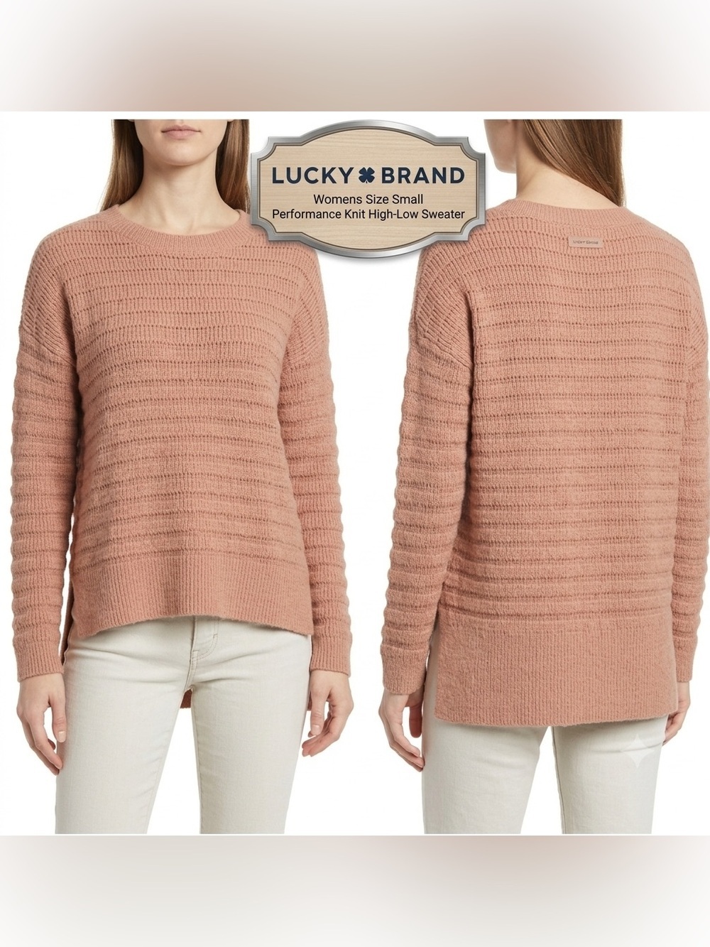 Lucky Brand Wool Alpaca Blend High Low Crew Neck Sweater Small